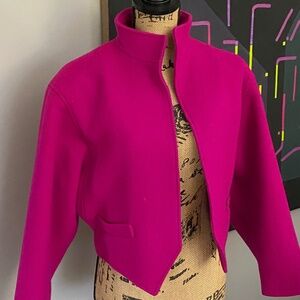 Women's Stunning Raspberry Pink Wool Short Jacket, Roth-Le-Cover Coat. S.10-12.